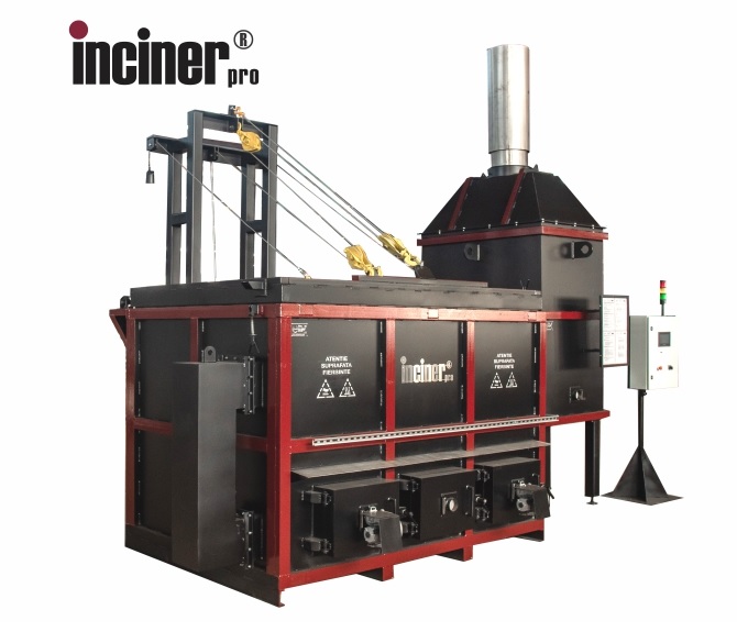 IncinerPro i2000 incinerator for large quantities of animal waste - animal farms, slaughterhouses, butcher shops.